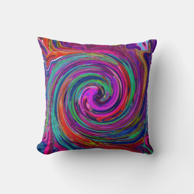 Coussin Abstrait Rétro Groovy Magenta Foncé Tourbillon Arc (Recto)