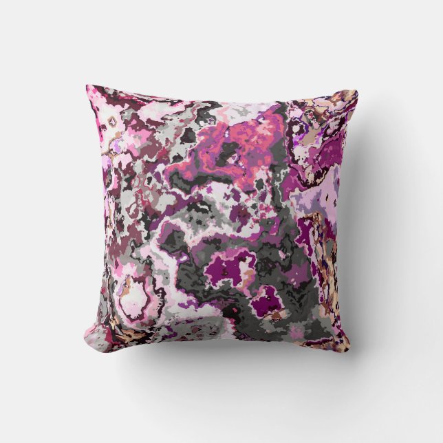 Coussin Abstrait rose, gris et violet (Recto)