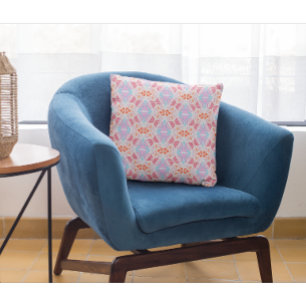 Coussin Abstrait rose moderne, bleu, Motif rouge