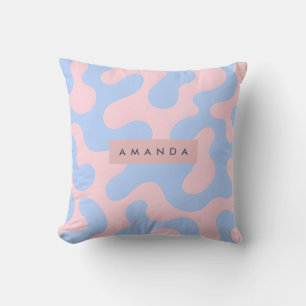 Coussin Abstrait Rose Pâle et Bleu Bébé Personnalisé