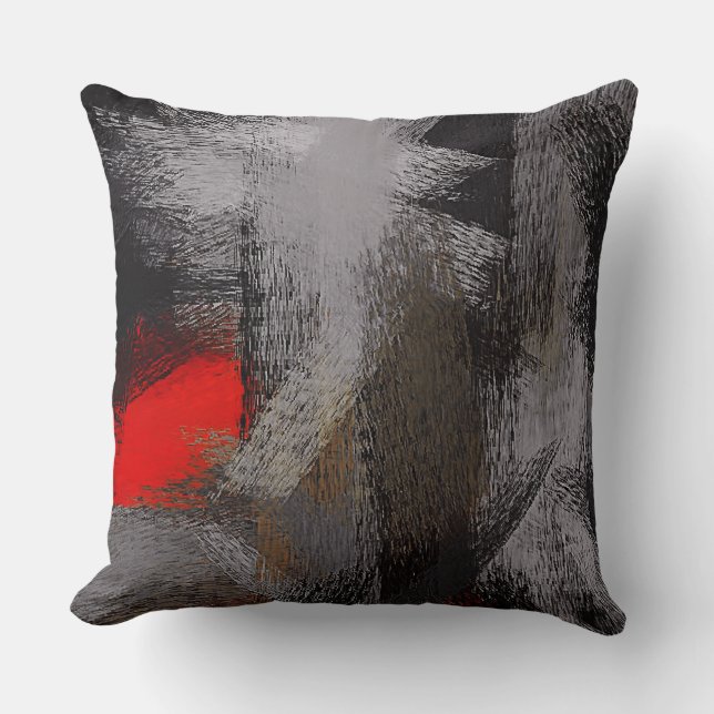 Coussin Abstrait rouge gris #2 (Recto)