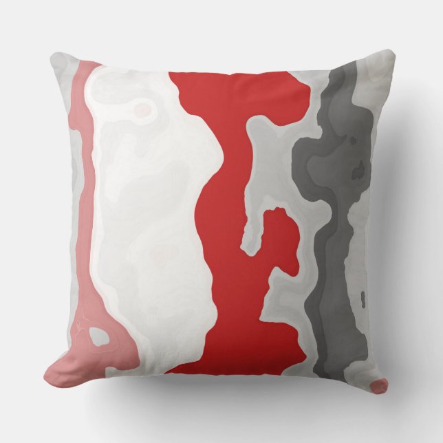 Coussin Abstrait rouge, gris et blanc (Recto)