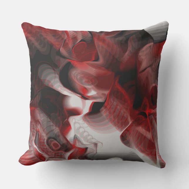 Coussin Abstrait rouge, noir et blanc (Recto)
