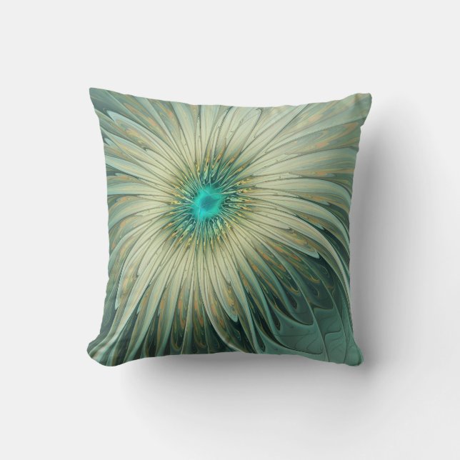Coussin Abstrait Sage Green Imaginaire Fleur Fractal Art (Recto)