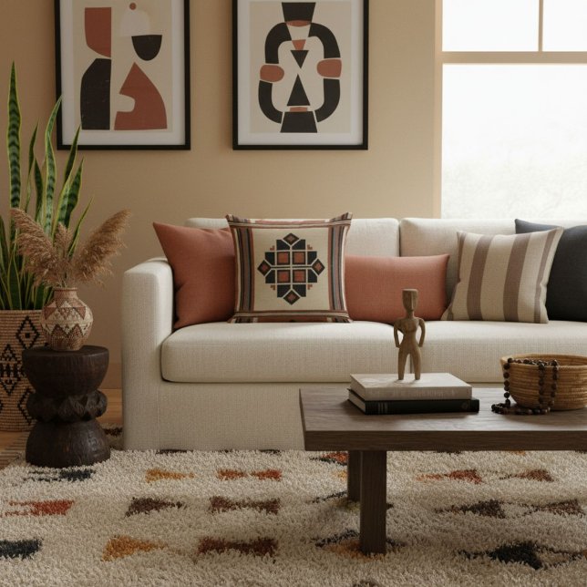 Coussin Abstrait simple élégant lignes rétro modernes (Créateur téléchargé)