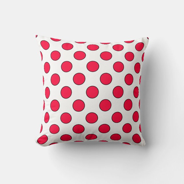 Coussin Abstrait simple style rouge blanc pois circl (Recto)