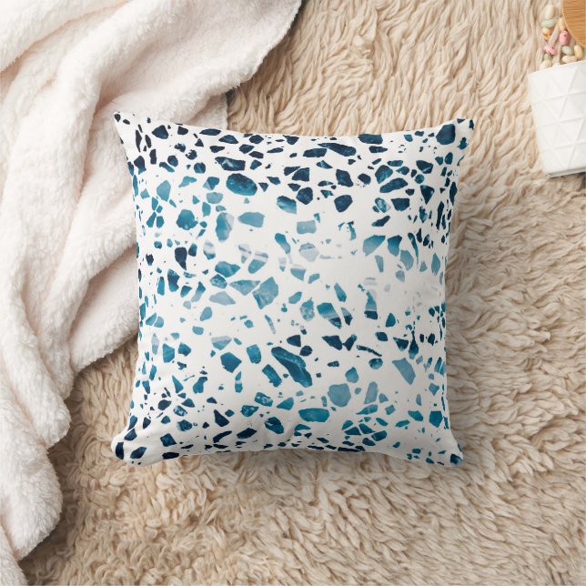 Coussin Abstrait Terrazzo Mosaic Marine et Motif bleu clai (Couverture)