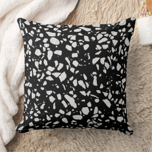 Coussin Abstrait Terrazzo Mosaic Motif noir et blanc