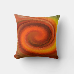 Coussin Abstrait tourbillon orange brun feu pri moderne