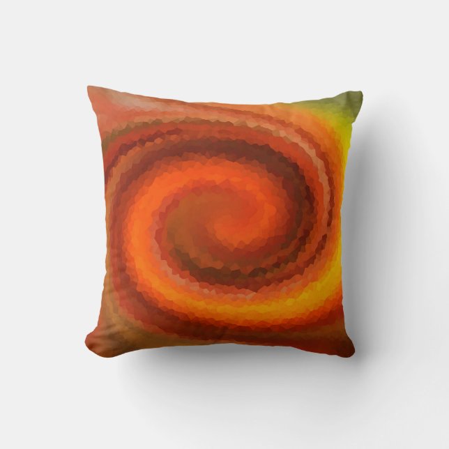 Coussin Abstrait tourbillon orange brun feu pri moderne (Recto)