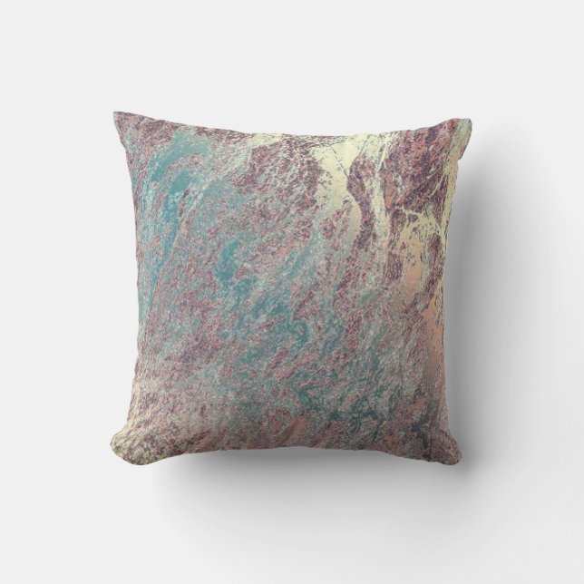 Coussin Abstrait turquoise Aqua Rose Gold VIP Marble Paste (Recto)