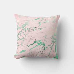 Coussin Abstrait Turquoise en marbre rose rose aquatique