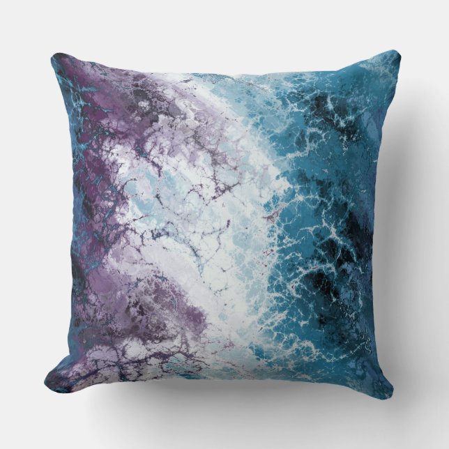 Coussin Abstrait Turquoise et Violet (Recto)
