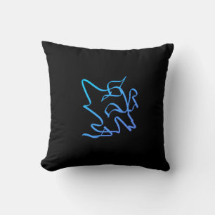 Coussin abstrait turquoise noir minimaliste