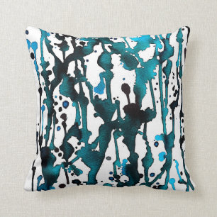 Coussin Abstrait turquoise Watercolor
