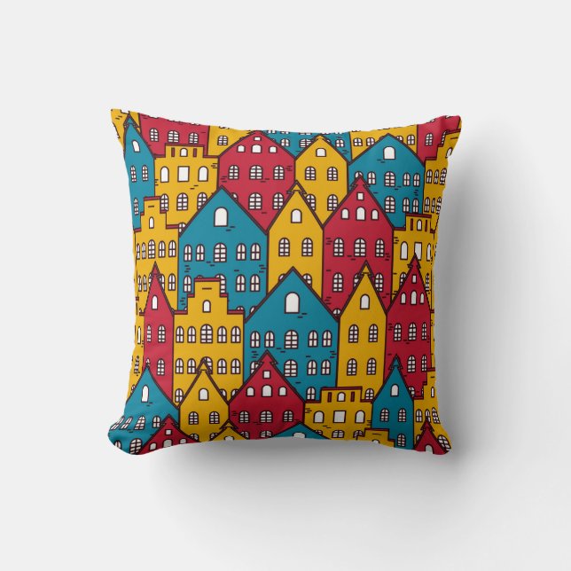 Coussin Abstrait urbain : motif urbain vintage (Recto)