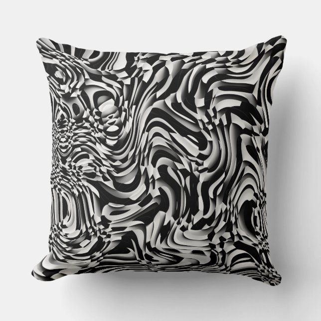 Coussin Abstrait Vave 270321 - 01 Noir et Blanc (Recto)