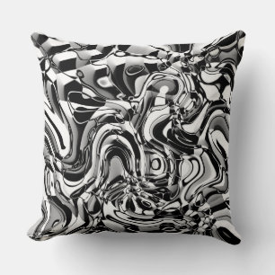 Coussin Abstrait Vave 270321 - 02 Noir et Blanc