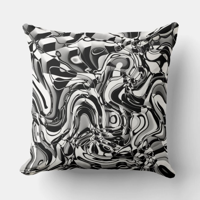 Coussin Abstrait Vave 270321 - 02 Noir et Blanc (Recto)