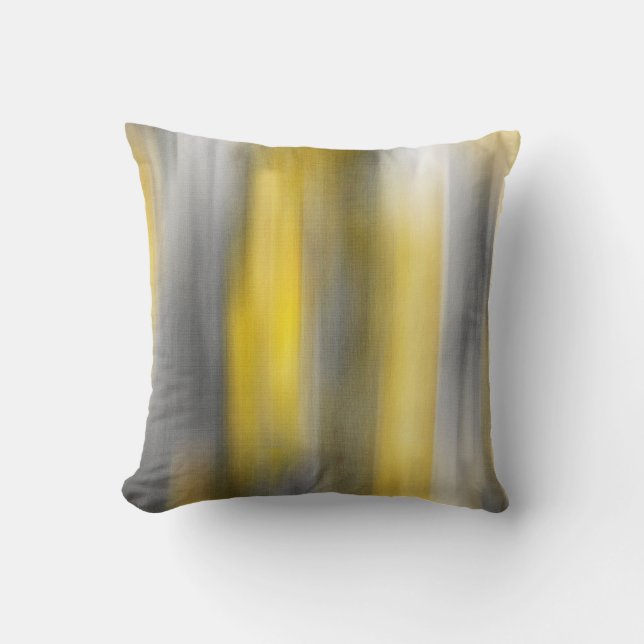 Coussin Abstrait vertical jaune et gris (Recto)