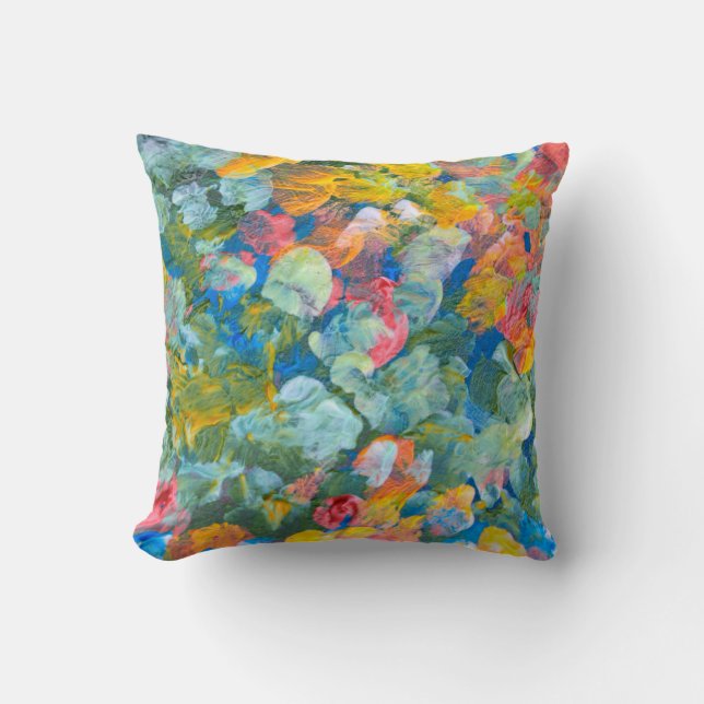 Coussin Abstraite brosse de frottement de point acrylique  (Recto)