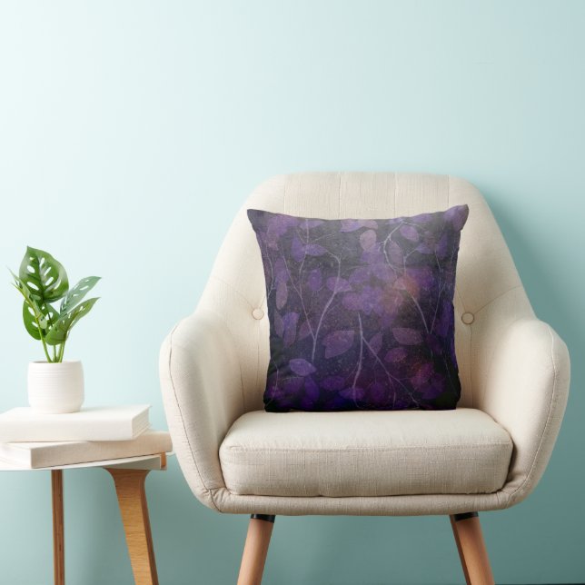 Coussin Abstraite feuille violette profonde (Chaise)