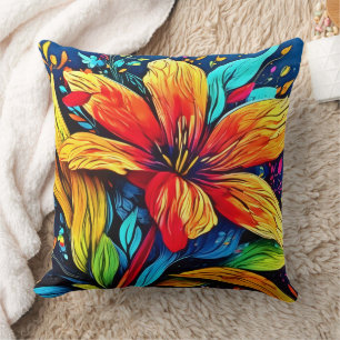 Coussin Abstraite flambée florale