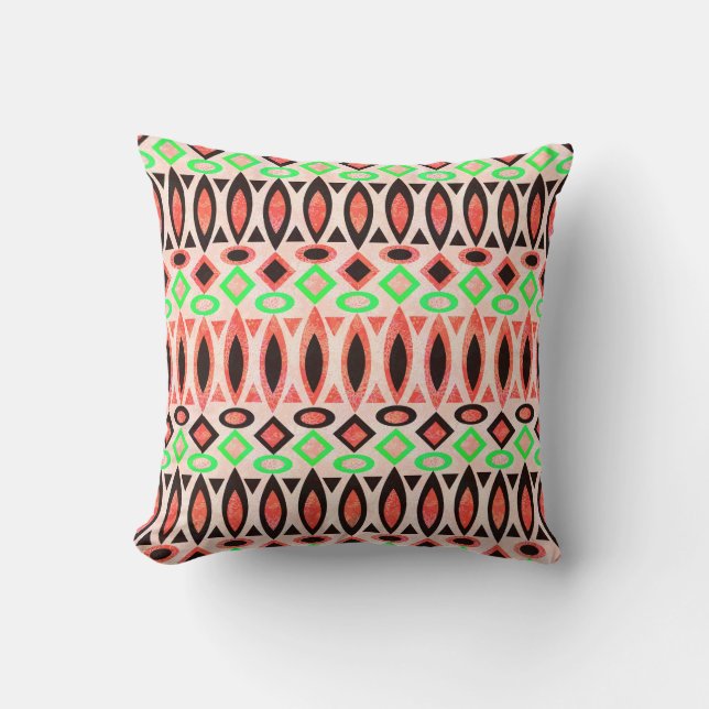 Coussin Abstraite folk ethno-africaine traditionnel (Recto)