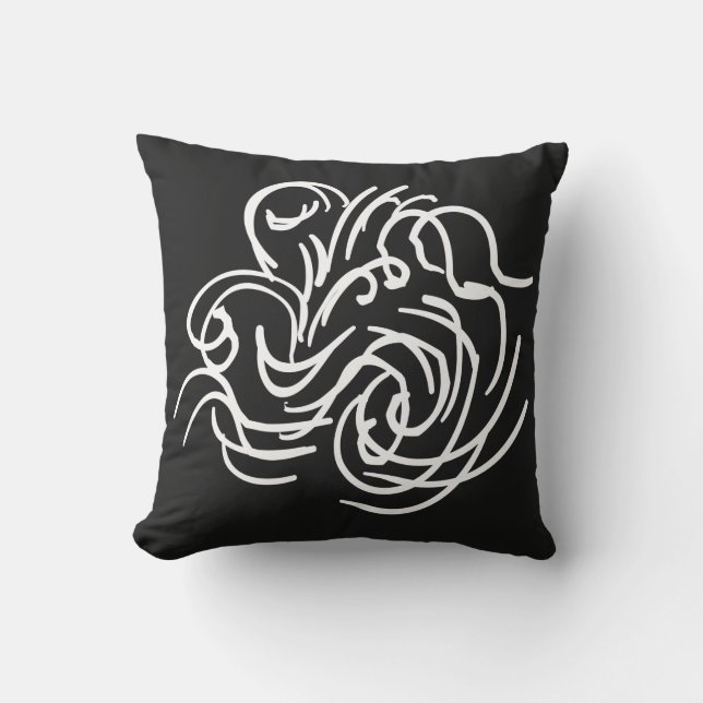 Coussin Abstraite ligne géométrique blanche moderne (Recto)