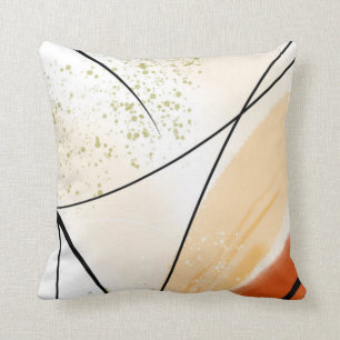 Coussin Abstraite ligne noire blanche orange verte