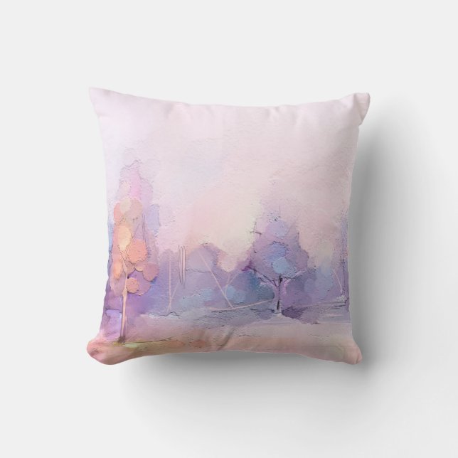 Coussin Abstraite peinture à l'huile paysage forestier d'h (Recto)