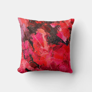 Coussin Abstraite peinture à l'huile rouge foncé sur toile