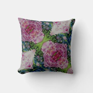 Coussin Abstraite peony aquarelle peinture, boho retro
