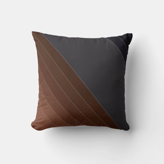 Coussin Abstraites lignes de satin noir gris brun noir mod (Recto)