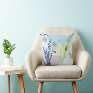 Coussin Acacia Illustratif Moderne Mimosa Doré Abstrait