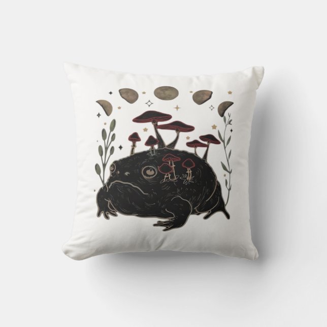 Coussin Academia Moon Witchy Goblincore Aesthetic Frog Cla (Recto)