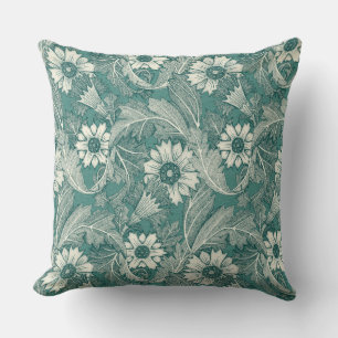 Coussin acanthus vert turquoise foncé