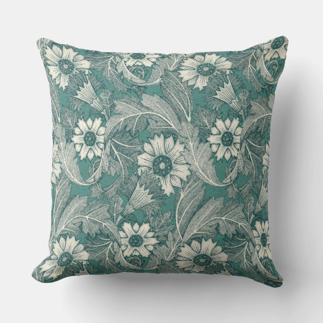 Coussin acanthus vert turquoise foncé (Recto)