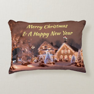 Coussin Accent Avec Scène De Noël Extérieure