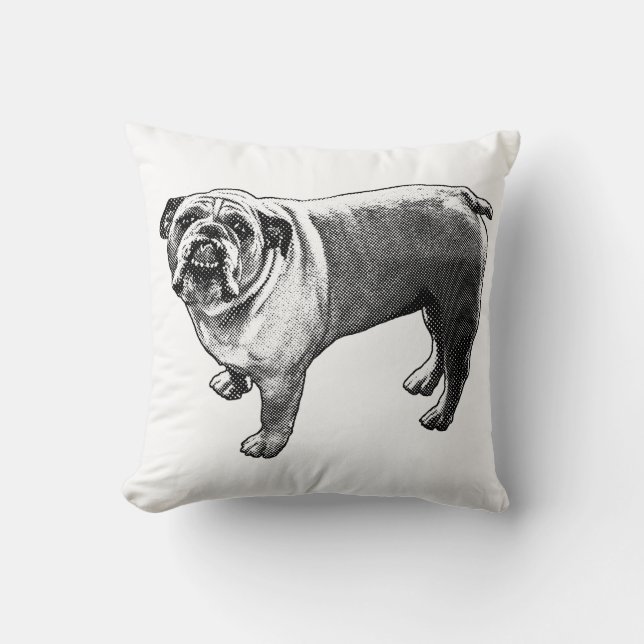 Coussin Accent Bulldog au coin du feu (Recto)