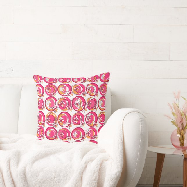 Coussin Accent Cercle Arrière - plan Fleur rose orange bla (Canapé)