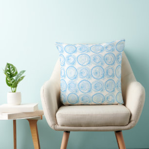 Coussin Accent Cercles Arrière - plans Fleurs Bébé Bleu Bl