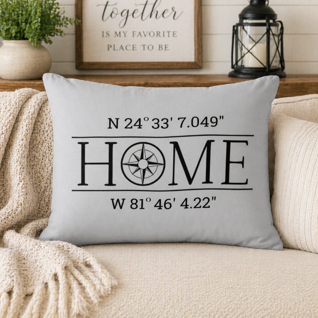 Coussin Accent Coordonnées GPS de la Maison (Créateur téléchargé)