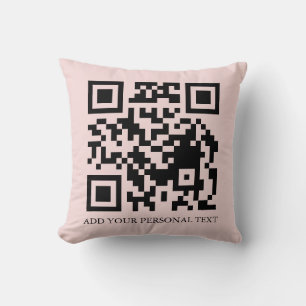Coussin Accent de branding minimaliste QR rose carmin