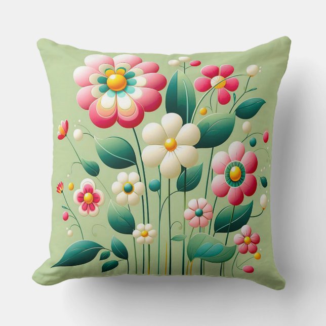 Coussin 🌸 Accent de décoration de chambre florale 3D coul (Recto)