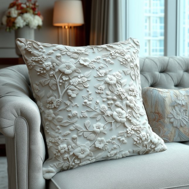 Coussin Accent de décoration de maison neutre à motif flor (Créateur téléchargé)
