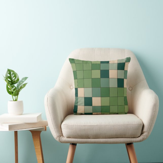 Coussin Accent de ferme moderne à carreaux verts (Chaise)