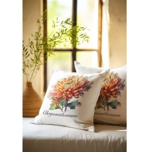 Coussin Accent de jardin automnal au chrysanthème aquarell