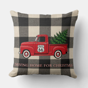 Coussin Accent de maison de Noël Cozy Route 66