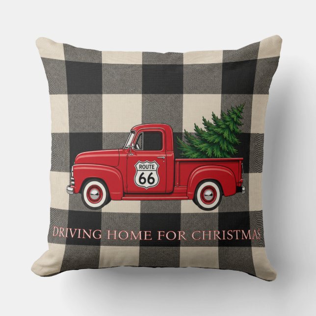 Coussin Accent de maison de Noël Cozy Route 66 (Recto)